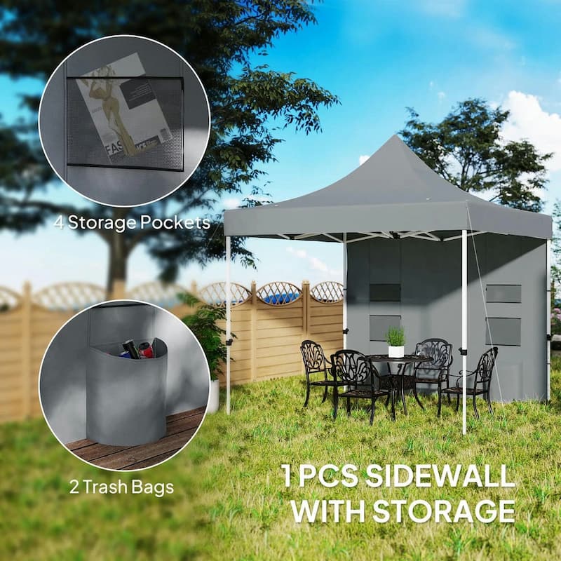 10' x 10' Heavy Duty Pop Up Canopy Tent with Sidewall, UPF50+