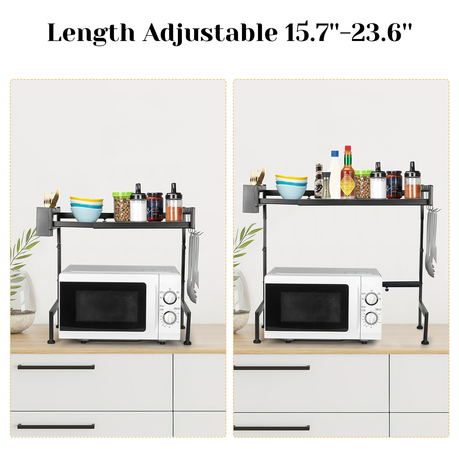 Extendable Microwave Oven Rack Adjustable Microwave Stand Kitchen