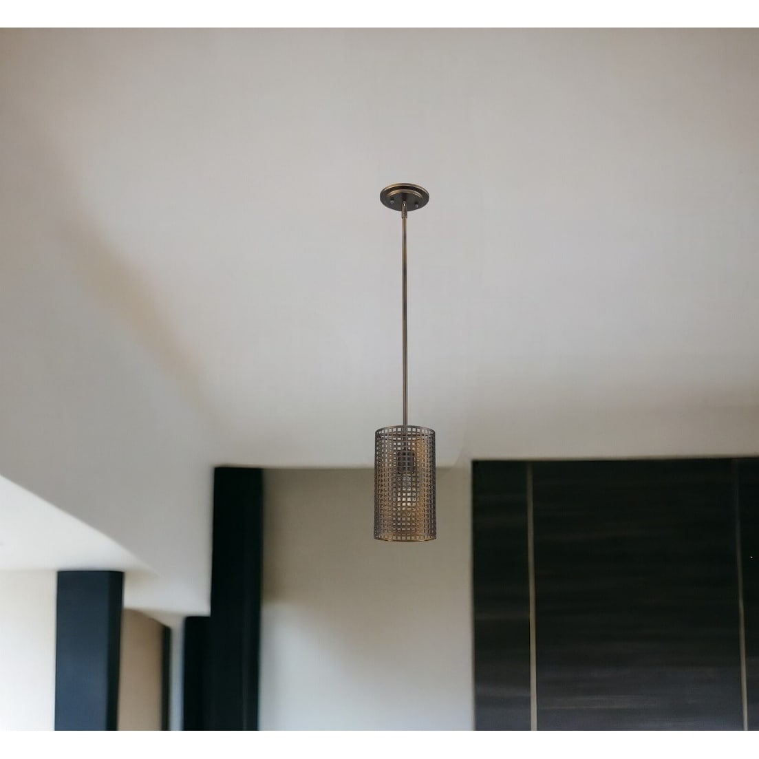 HomeRoots Bronze Metal Hanging Light with Mesh Shade - 9' X '10.25' X '9