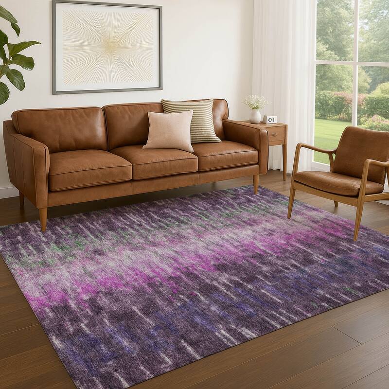 Machine Washable Indoor/ Outdoor Contemporary Ombre Chantille Rug
