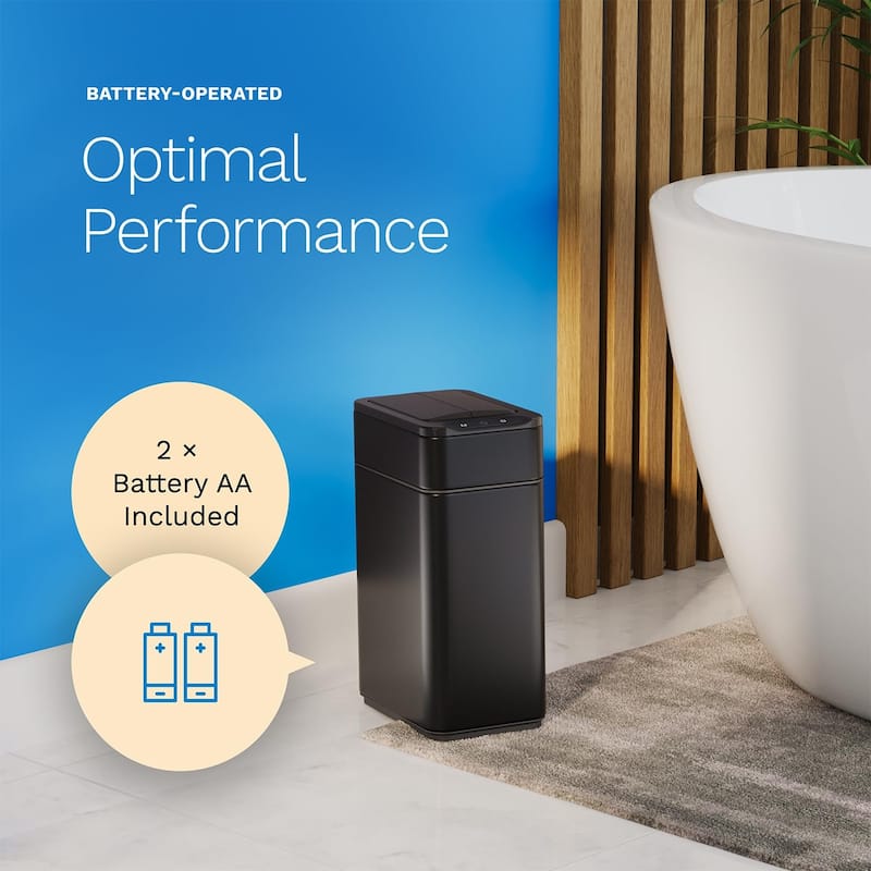 hOmeLabs 2.4 Gallon Kitchen Trash Can - Retractable Automatic Sensor Butterfly Lid, Easy Clean, Battery-Operated - Matte Black