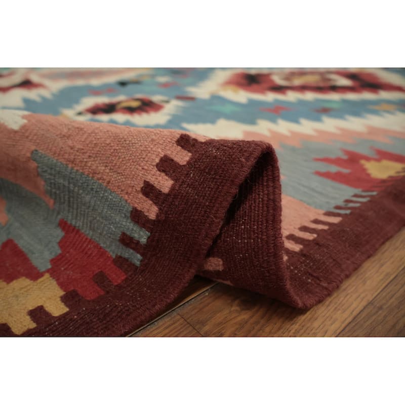 Hand Woven Oriental 100% Wool Carpet Southwestern Tribal Multi-Colored Kilim Area Rug - 14' 1'' X 10' 4''