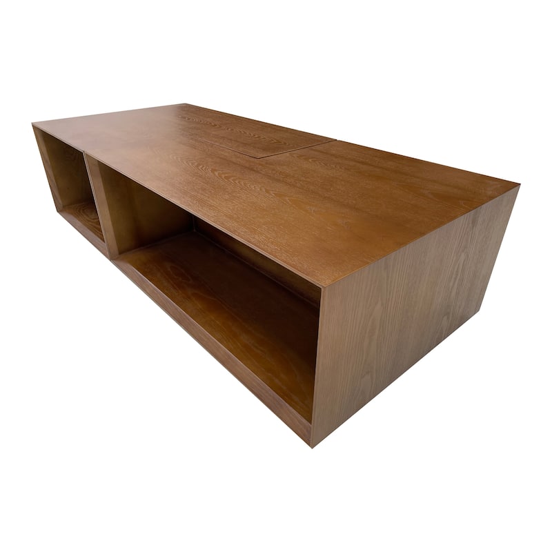 53.14" Mid Century Wood Coffee Table, Set of 2, Brown