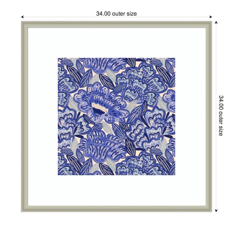 Kate and Laurel Framed Art Painted Flowers Blue by Carrie Cantwell