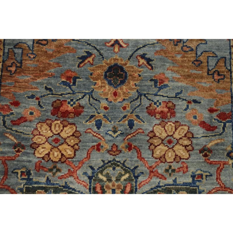 Hand Knotted Oriental 100% Wool Carpet Traditional All-Over Greys & Charcoal Ziegler Runner Rug - 11' 5'' X 2' 7''