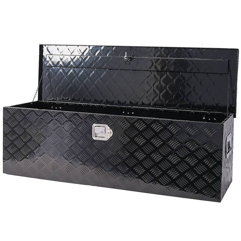 48”Aluminum Heavy Duty Truck Bed Tool Box 5 Bar Tread Waterproof Outdoor Trailer Pickup Underbody Toolbox With Lock Keys