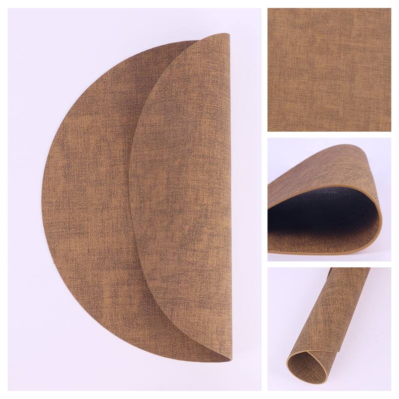 Set of 6 Placemats for Kitchen Dining Table Decor, Faux Leather - 13*13in - Yellow