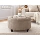 preview thumbnail 60 of 64, Tufted Large Round Storage Ottoman Footrest Beige/ Grey/ Blue