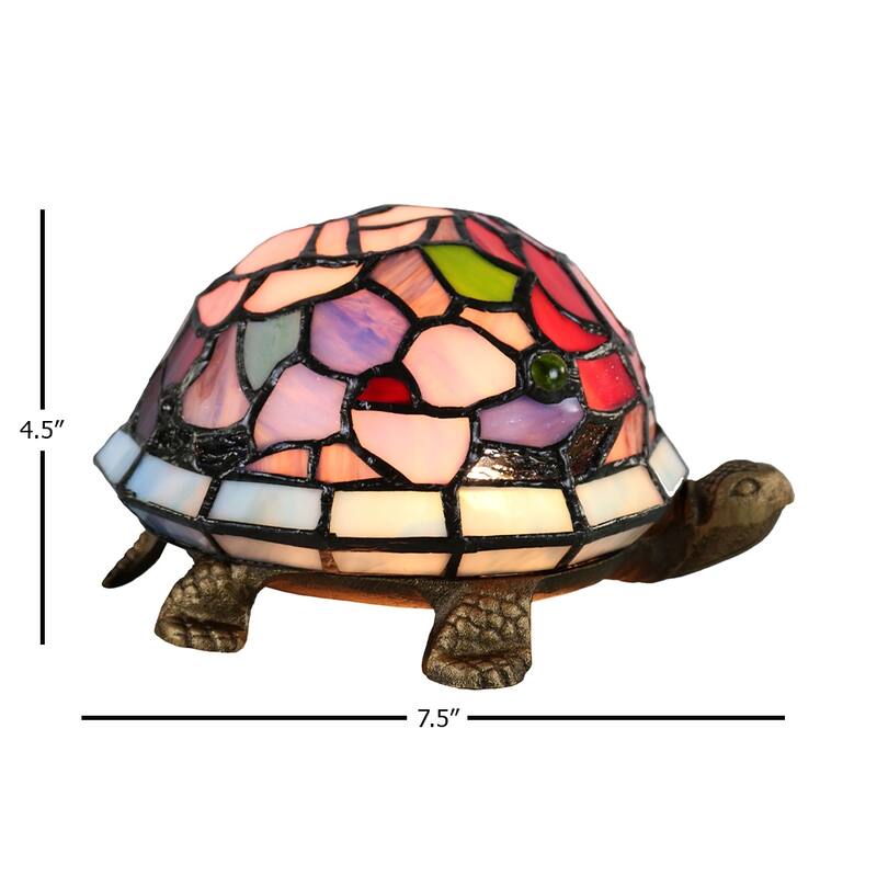 Toto Turtle Floral Tiffany Accent Lamp - Antique Bronze