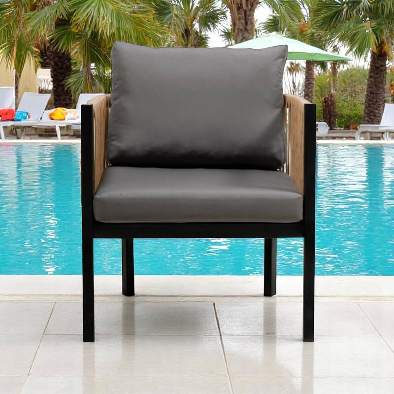 Modular Multi-Person Outdoor Sofa Set with Tempered Glass Table - Ideal for Garden, Backyard, and Balcony