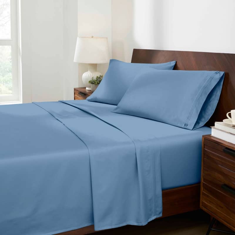 Blue Nile Mills Egyptian Cotton 1450 Thread Count Eco-Friendly Solid Sheet Set - Medium Blue - California King