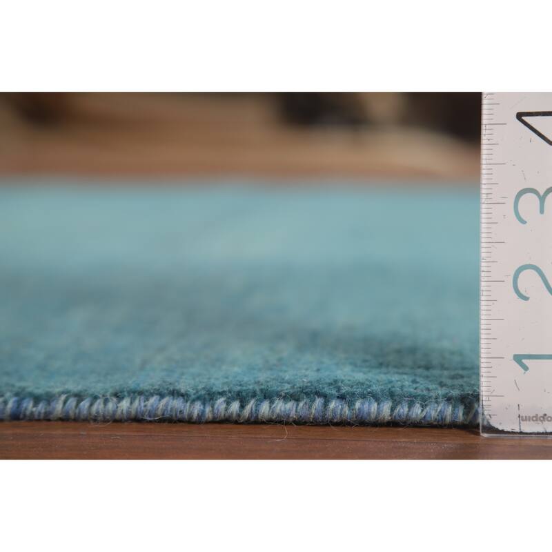 Light Blue Modern Gabbeh Oriental Area Rug Hand-Knotted Wool Carpet - 4'10" x 6'6"