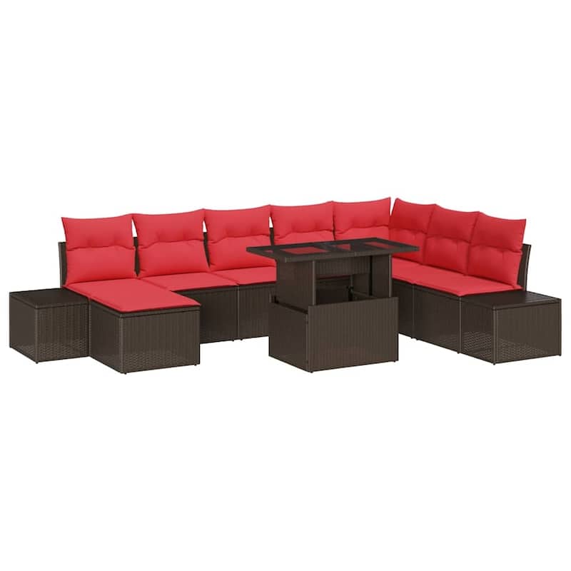 vidaXL 9 Piece Outdoor Sofa Set with Cushions - 125.6×60.6×27.2