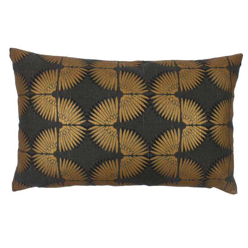 Jiti Indoor Eclectic Glam Bold Wavy Patterned Decorative Accent Cotton Square Throw Pillows 20 x 20 - Gold\Black