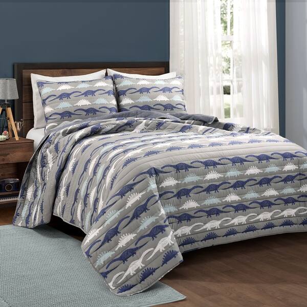 slide 2 of 4, Lush Decor Stone Age Dinosaur Reversible Quilt Set