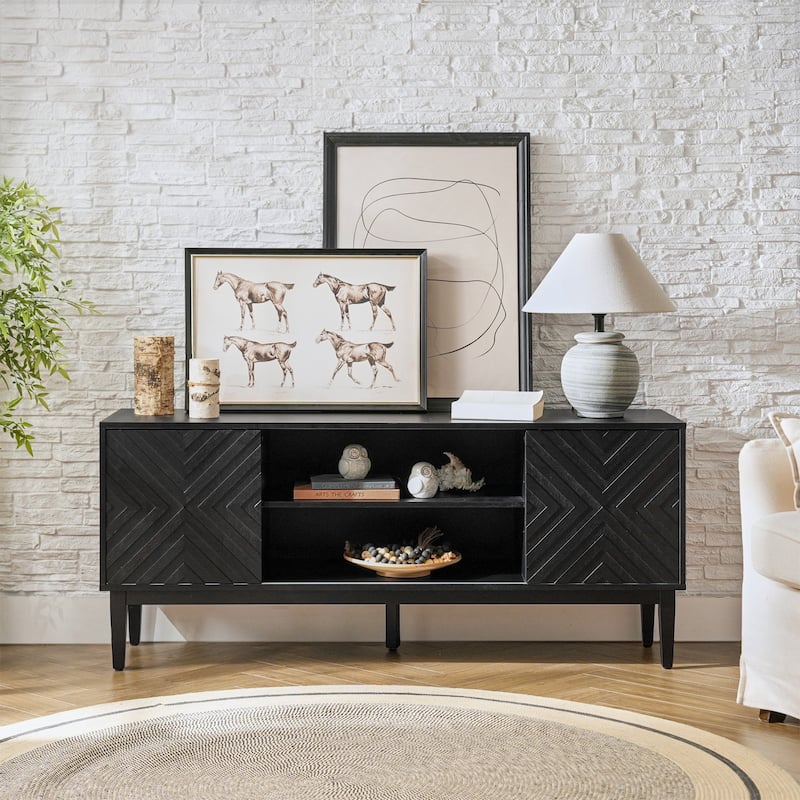 Van Modern TV Stand for TVs up to 65" with Adjustable Shelves by HULALA HOME
