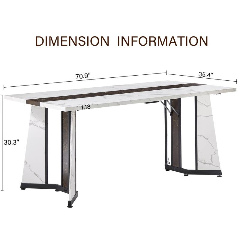 70.9" Large Rectangular Dining Table for 6 - Person,Deluxe Family Dining Table with Adjustable Legs