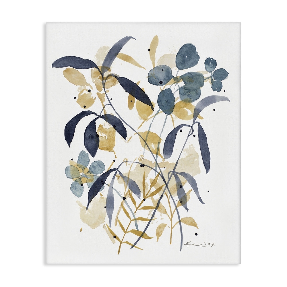 Stupell Blue & Yellow Plant Impressions Canvas Wall Art Design By Krinlox