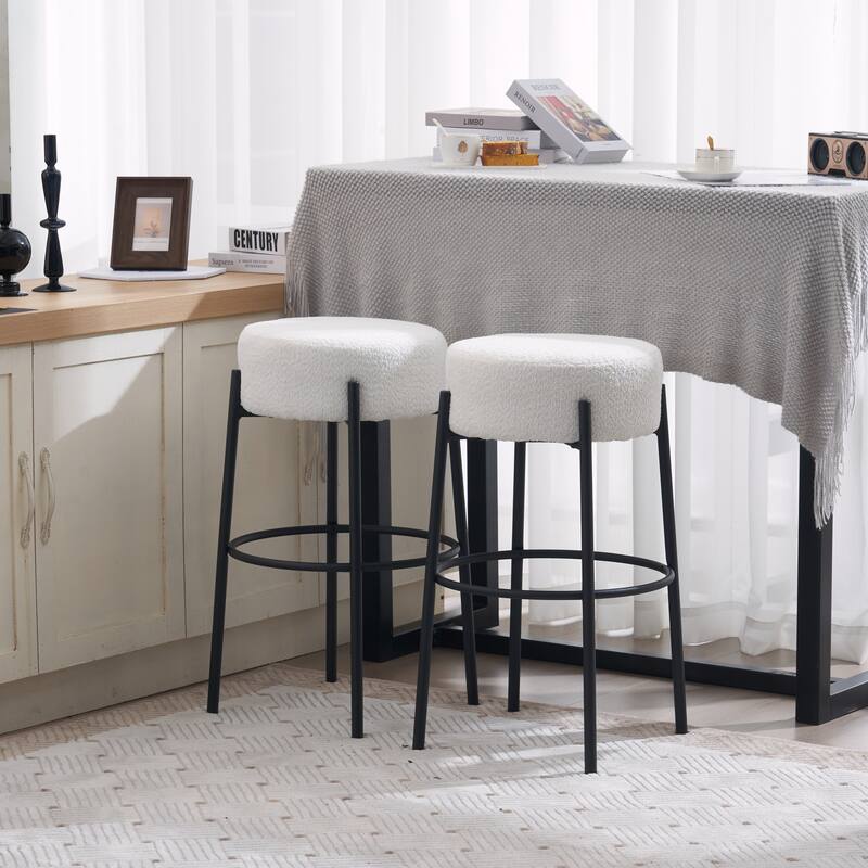 30" Tall, Round High Bar Stools, Set of 2