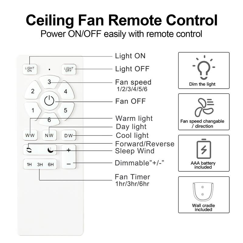 30 In Intergrated LED Ceiling Fan Lighting with White ABS Blade