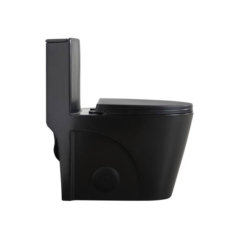 1.1/1.6 GPF Dual Flush 1-Piece Elongated Toilet with Matte Black