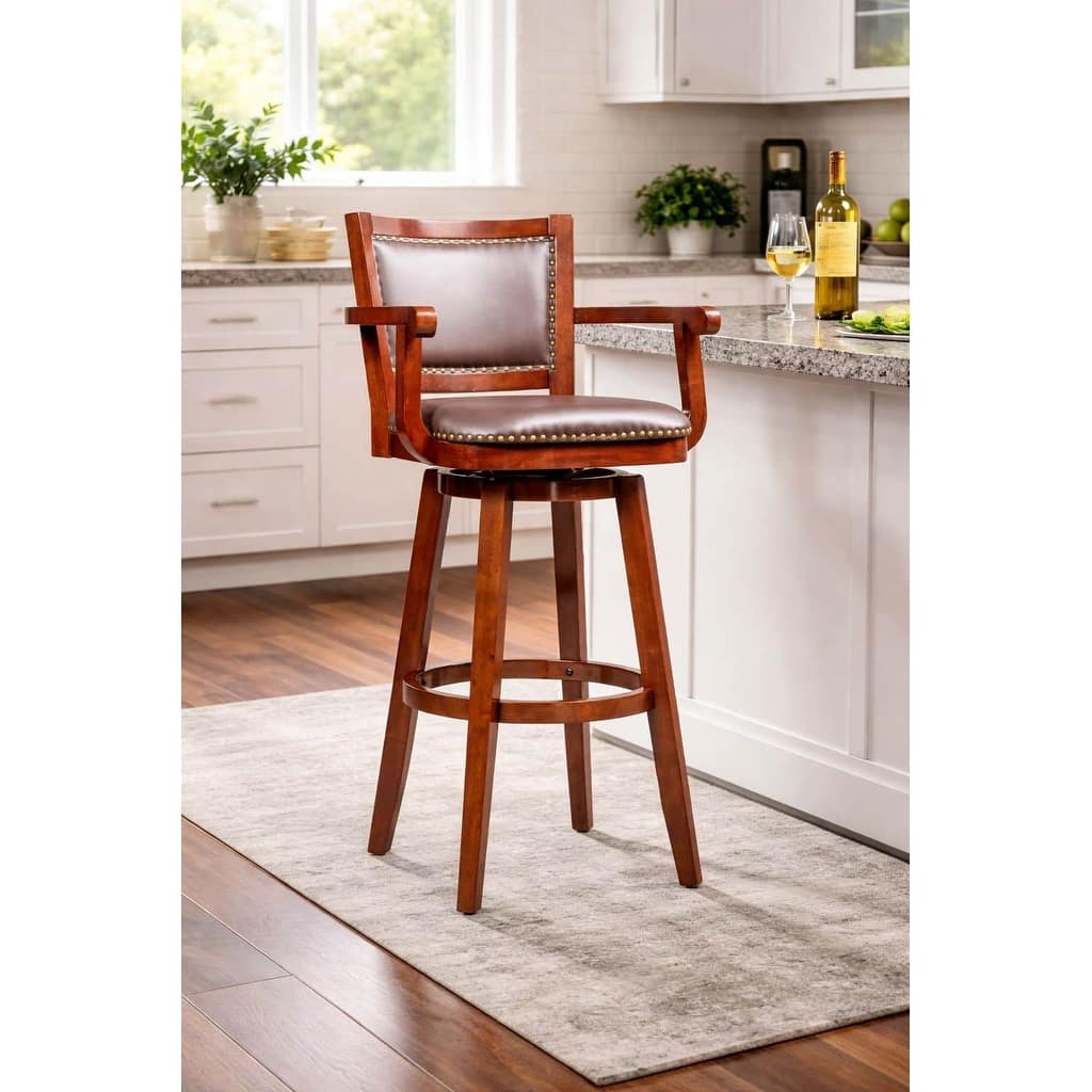 Broadmoor Extra Tall Cherry Brown Swivel Wood Stool
