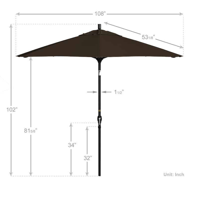 California Umbrella 9-foot Round Crank Lift, Push ButtonTilt, Black Frame Finish, Aluminum Patio Umbrella with Sunbrella Fabric