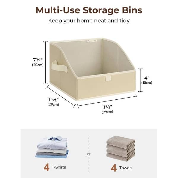dimension image slide 0 of 4, Trapezoid Closet Storage Bins, Foldable Fabric Organizer Baskets with Handles (Set of 3) - 7.75'' H X 11.5'' W X 11.5'' D
