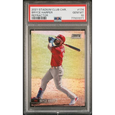 Bryce Harper 2021 Topps Stadium Club Chrome Refractor Card #174 Graded PSA 10 - 8'6" x 11'6"