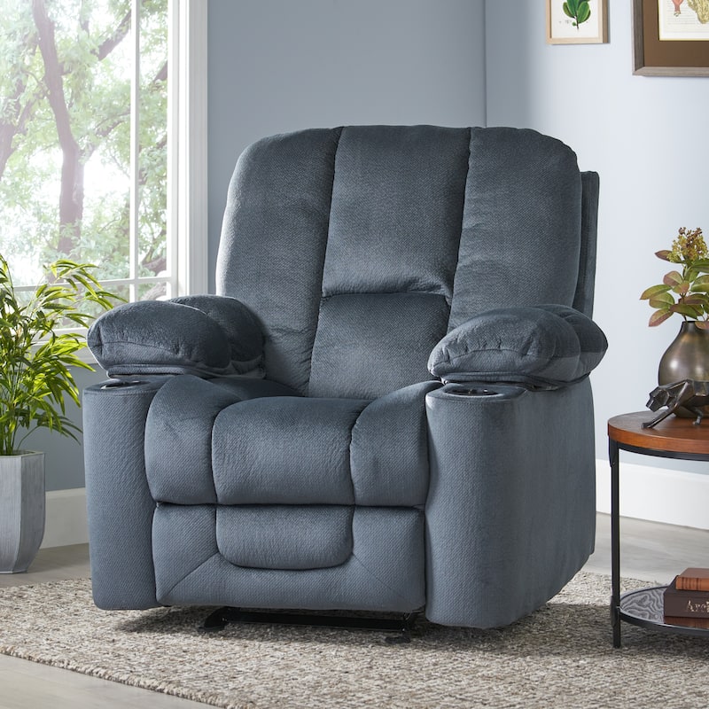 Gannon Fabric Glider Recliner Club Chair by Christopher Knight Home - Steel Grey