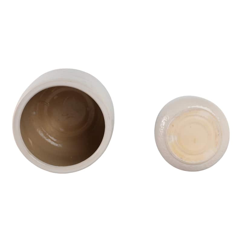 Clay Decorative Planters Dots Lines Modern (Set of 2) - 10" White - 12" x 12" x 10"