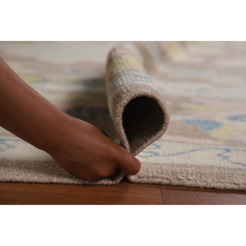 Hand Knotted Oriental 100% Wool Carpet Transitional All-Over Brown Oushak Area Rug - 13' 6'' X 10' 5''