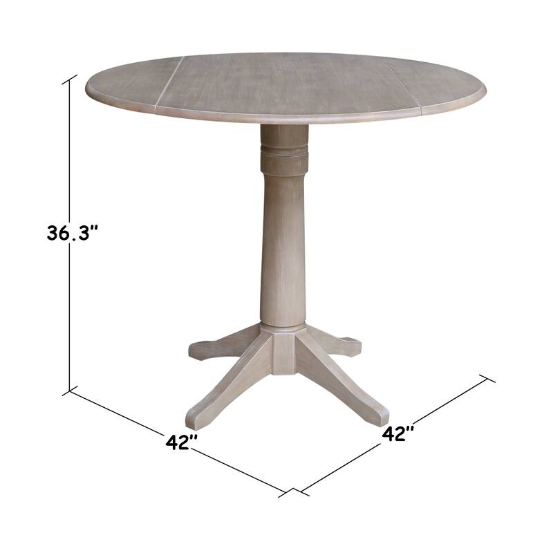 42 in. Round Top Dual Drop Leaf Pedestal Dining Table