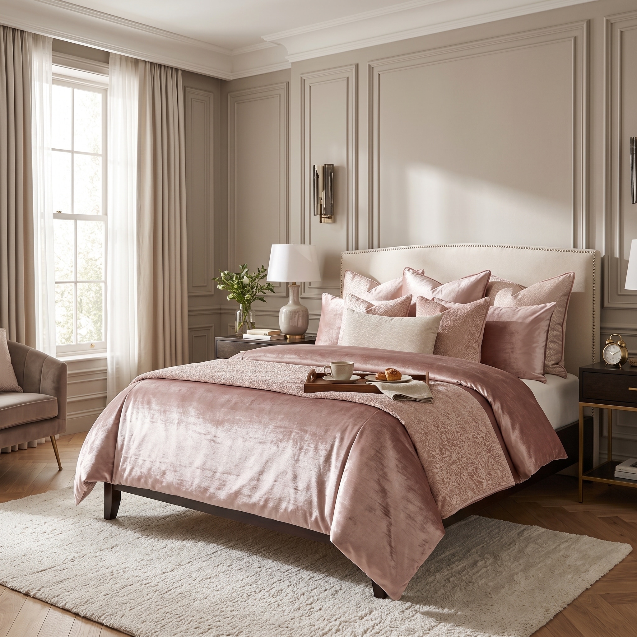 Breakfast In Bed Luxury Pink Velvet Supreme Duvet Cover and Insert Set