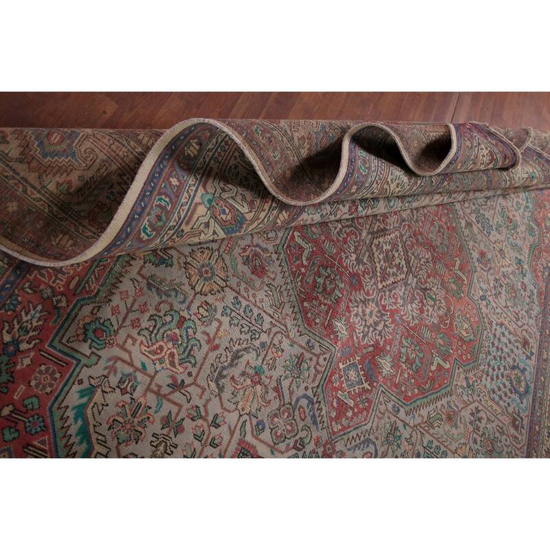 Geometric Tabriz Persian Vintage Area Rug Handmade Wool Carpet - 9'6"x 12'8"