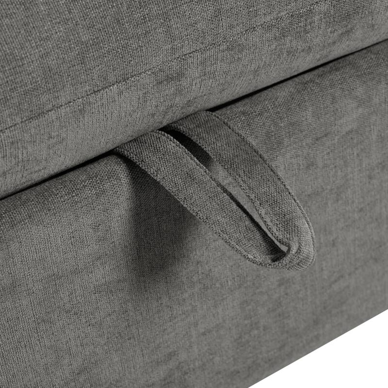 132.3" Linen Blend U-Shaped Sectional Sofa with Ottomans & Storage