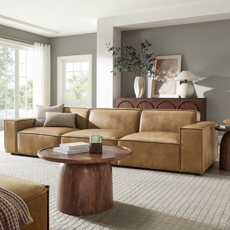 Restore 3-Piece Vegan Leather Modular Sofa Set - Toast