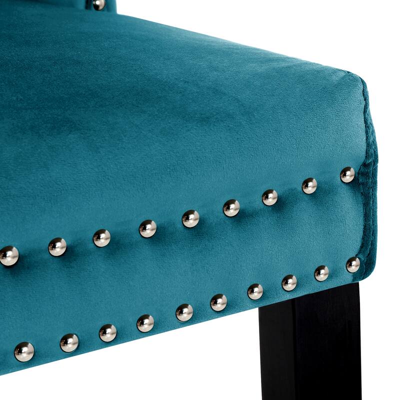 Grandview Tufted Wingback Dining Chair (Set of 4) with Nailhead and Ring Pulls