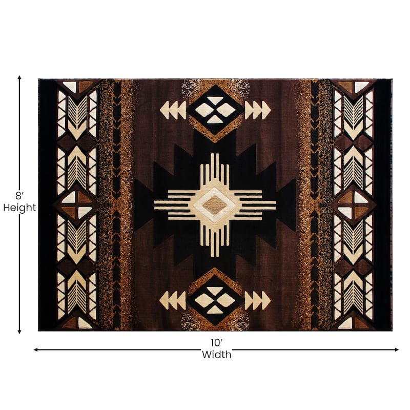 Traditional Southwestern Style Olefin Fiber Geometric Area Rug