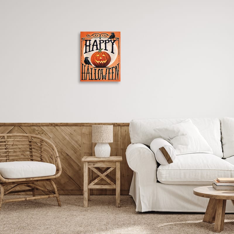 Stupell Happy Halloween with Crows Canvas Wall Art Design By Elizabeth Tyndall