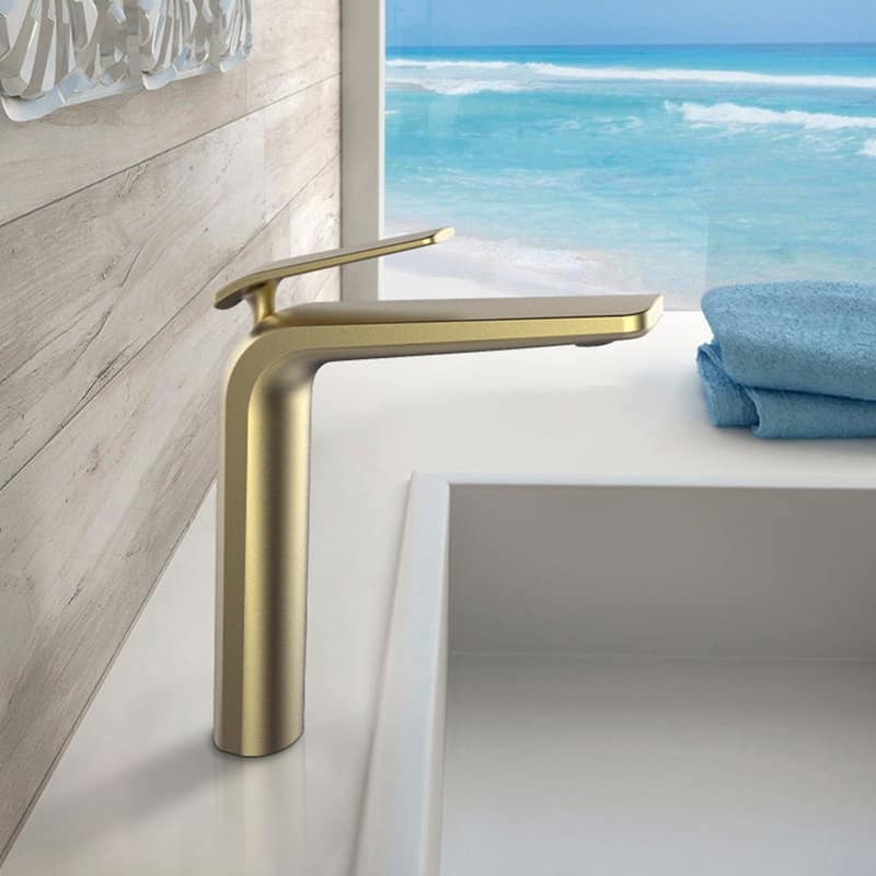 11"H Solid Brass Single-Handle Single Hole Bathroom Vessel Sink Faucet
