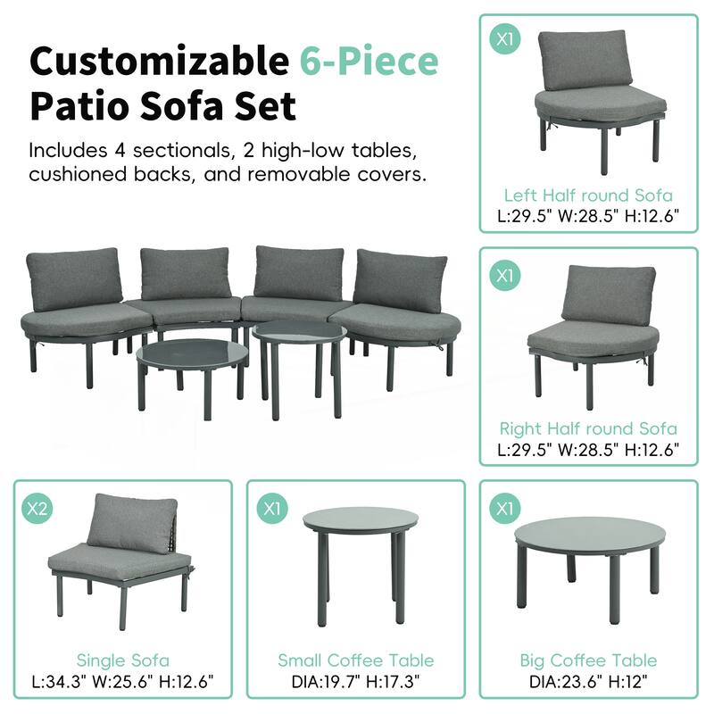 6-Piece Patio Sofa Furniture Set