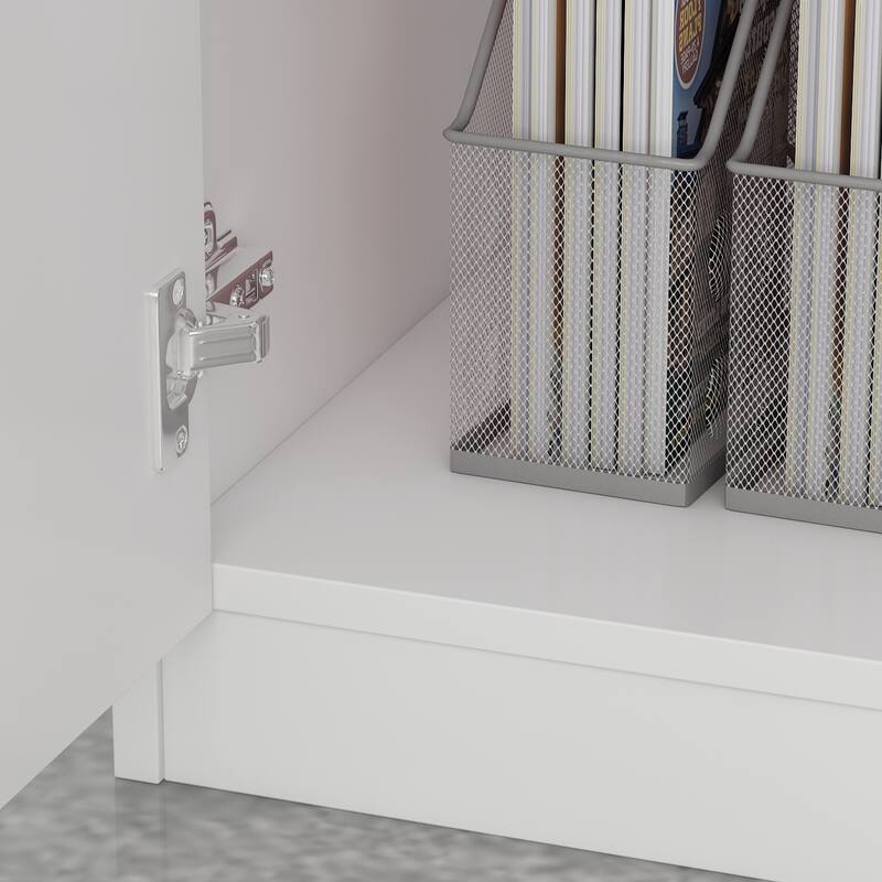 Reception Desk L-Shaped Front Counter Table w/ Storage Shelf by Timechee