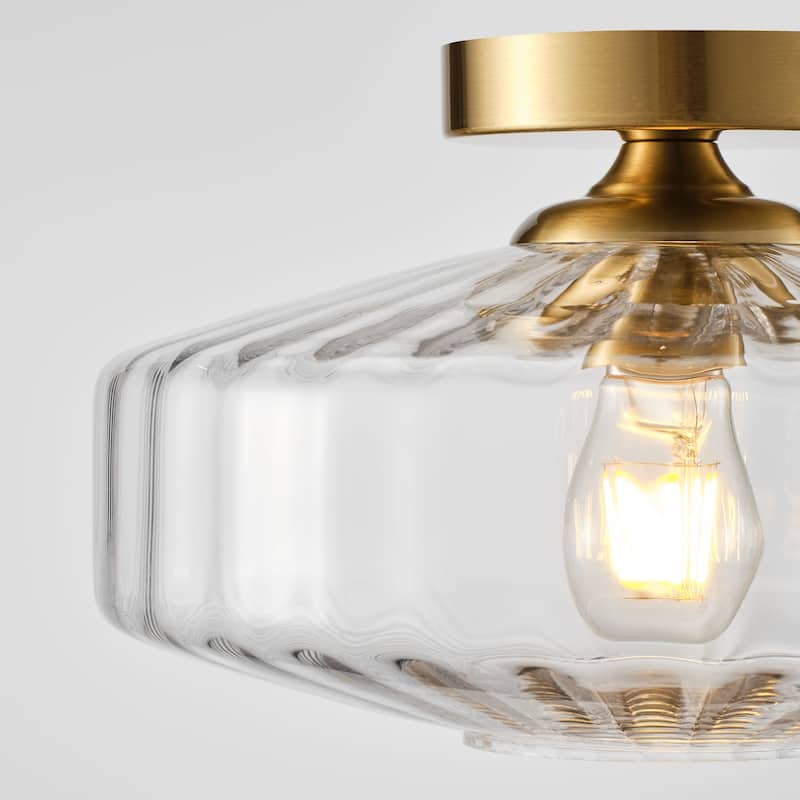 Starsky 1-Light Handcrafted Radiating Texture Art Glass Flush Mount