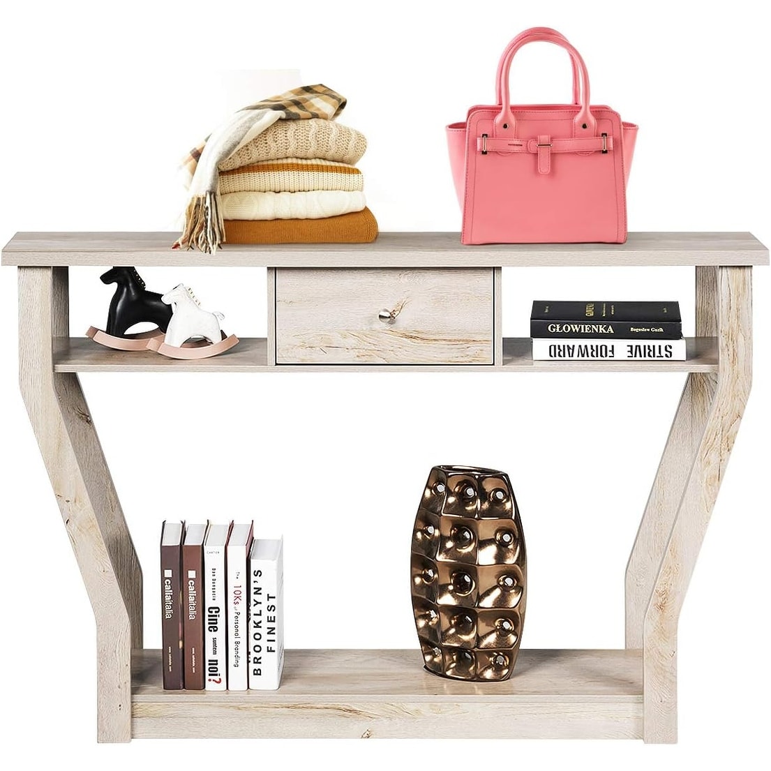 47" Accent Console Table with Drawer and Shelf for Living Room, Hallway, Entryway