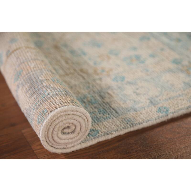 Turkish Oushak Vegetable Dye Accent Rug Handmade Wool Carpet - 2'11"x 3'11"