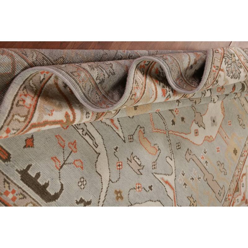 Oushak Indian Area Rug Hand-Knotted Oriental Grey Wool Carpet - 8'1" x 9'10"