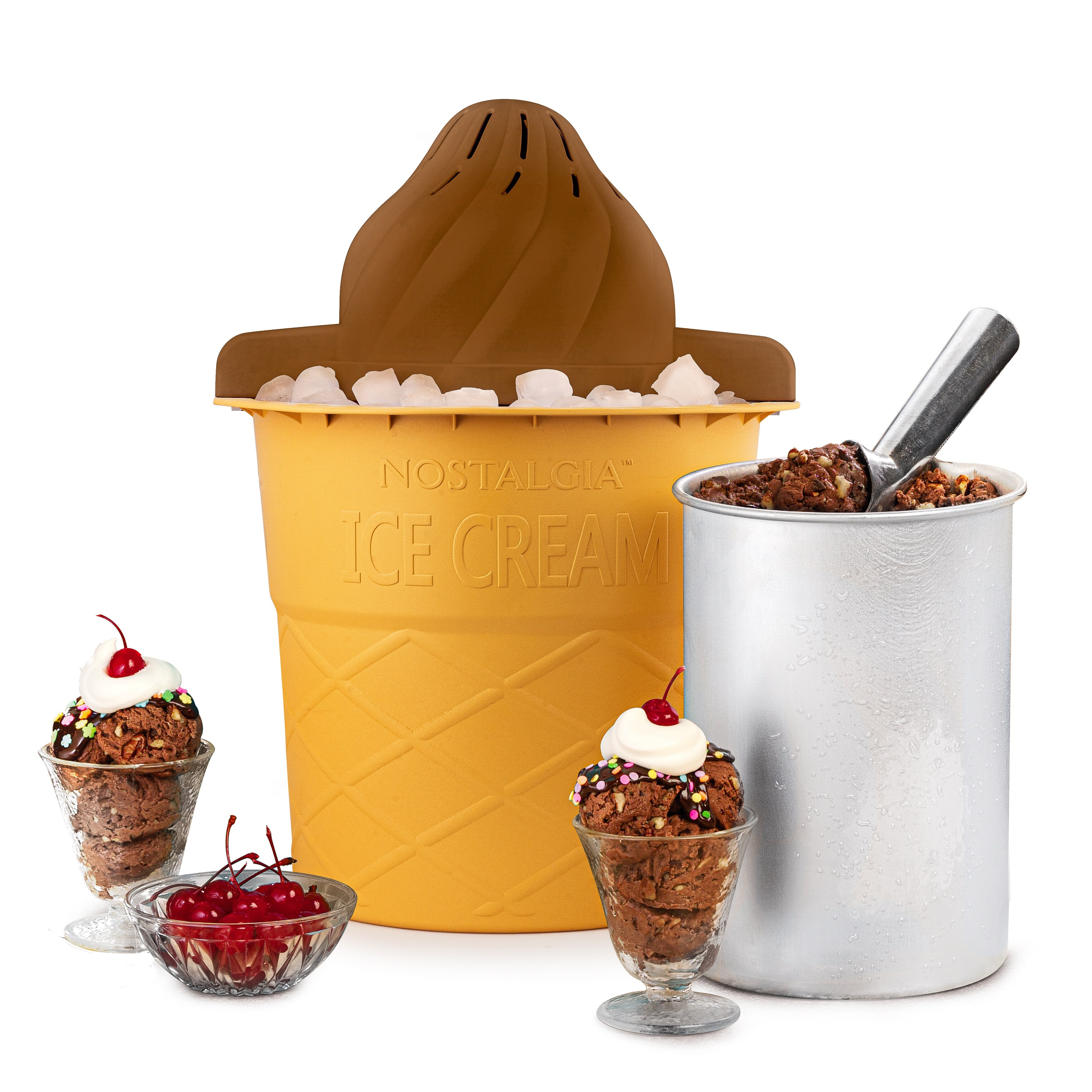 Nostalgia 4 Quart Swirl Cone Ice Cream Maker 4 Quart