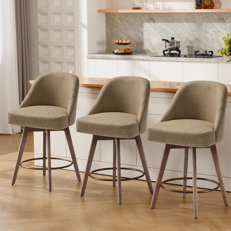 26" Counter Height Swivel Bar Stool, Upholstered Counter Stools - 39.37" (H) x 22.44" (D) x 21.65" (W)