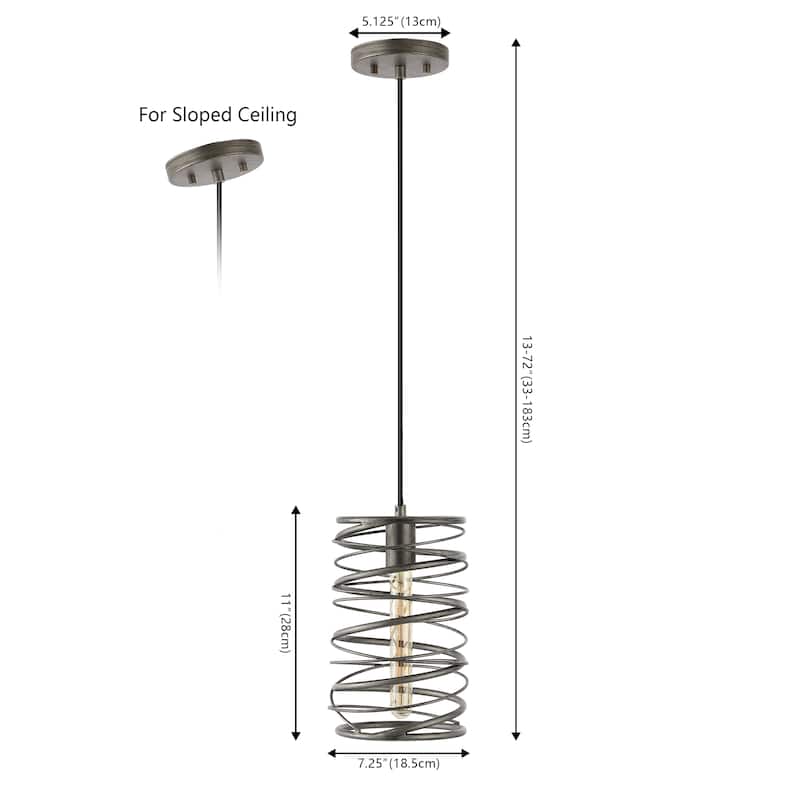 Skylar 7.25" 1-Light Modern Contemporary Iron Spiral LED Pendant, by JONATHAN Y
